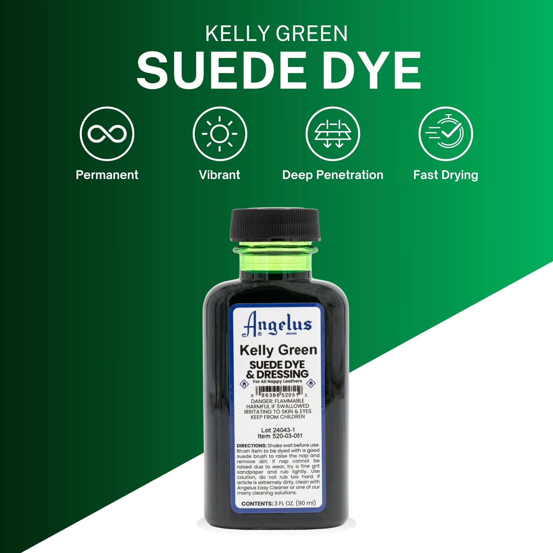 Angelus Kelly Green Suede Dye 88.7ml (3 oz) | Restores Nappy & Smooth Leather - view 3