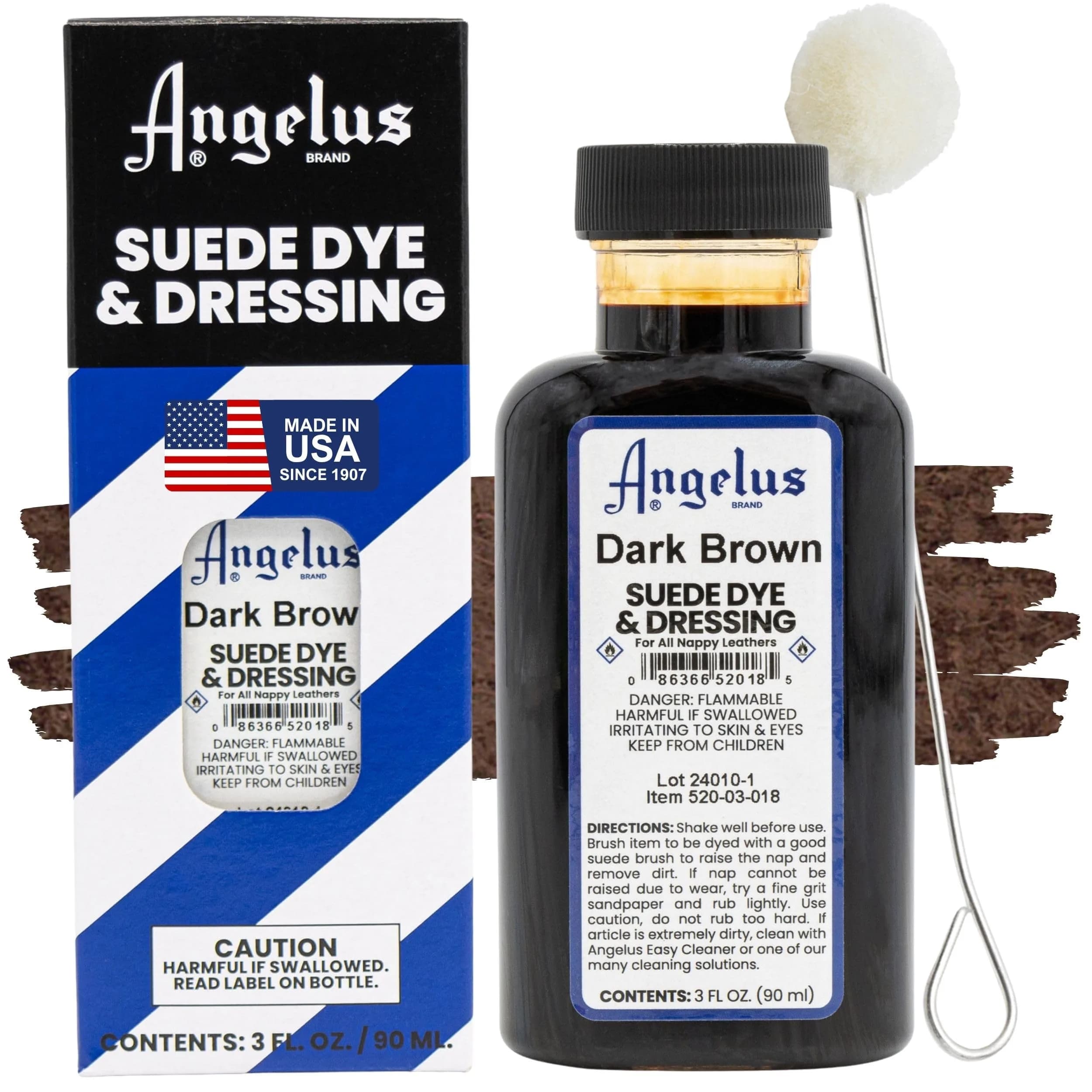 Angelus Dark Brown Suede Dye 88.7 ml (3 oz) | Restores Nappy & Smooth Leathers - main product image
