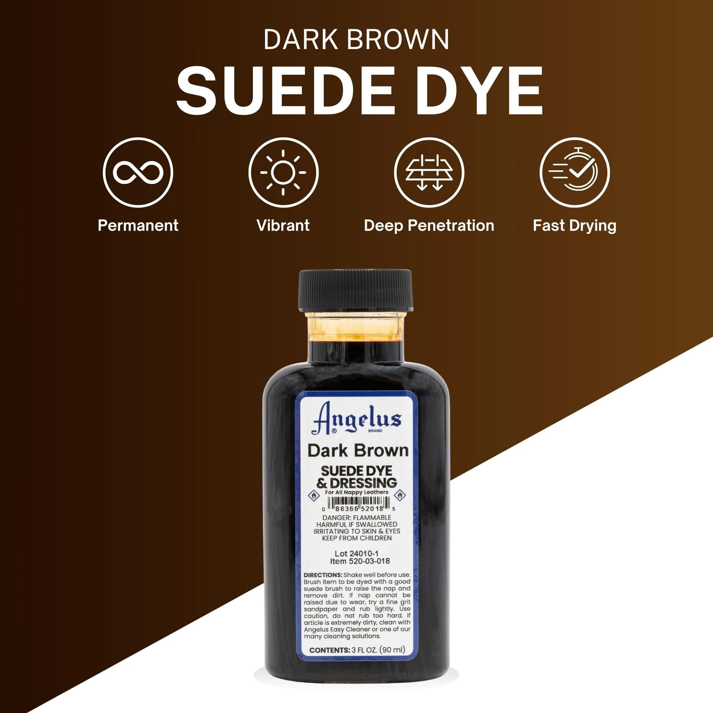 Angelus Dark Brown Suede Dye 88.7 ml (3 oz) | Restores Nappy & Smooth Leathers - view 2