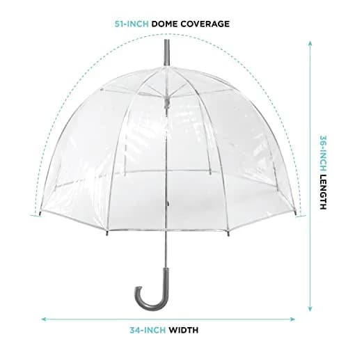 totes Clear Bubble Umbrella – Transparent Dome Coverage – 130 cm (51 inches) Canopy | Windproof & Rainproof for Everyday Protection thumbnail 4
