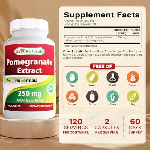 Best Naturals Pomegranate Extract 250 mg 120 Capsules | Antioxidant Support for Adults in India thumbnail 2