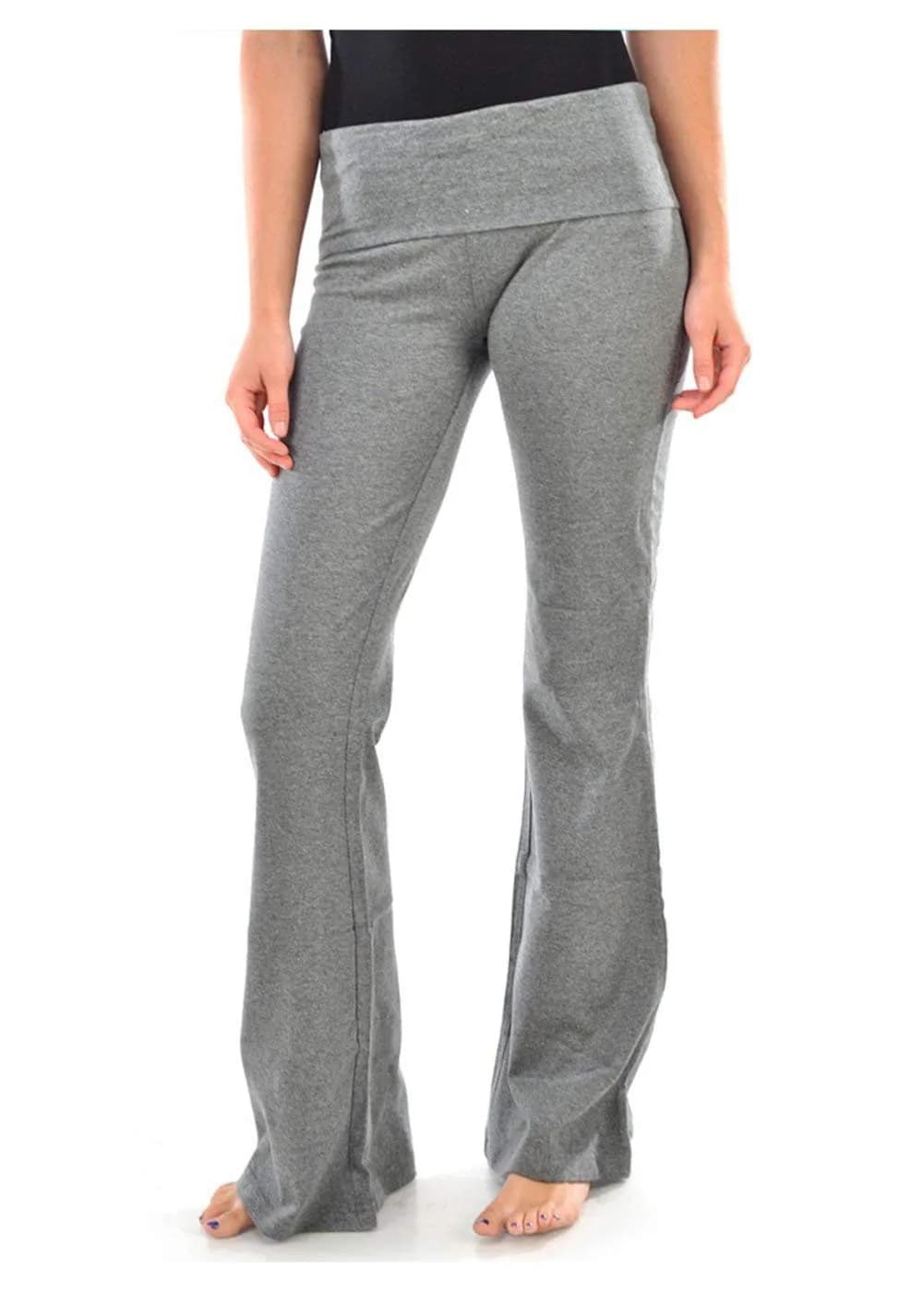 MOPAS Women's Soft Comfy Cotton Spandex Yoga Sweat Lounge Pants L | High Rise, Charcoal Grey