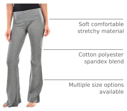 MOPAS Women's Soft Comfy Cotton Spandex Yoga Sweat Lounge Pants L | High Rise, Charcoal Grey thumbnail 2