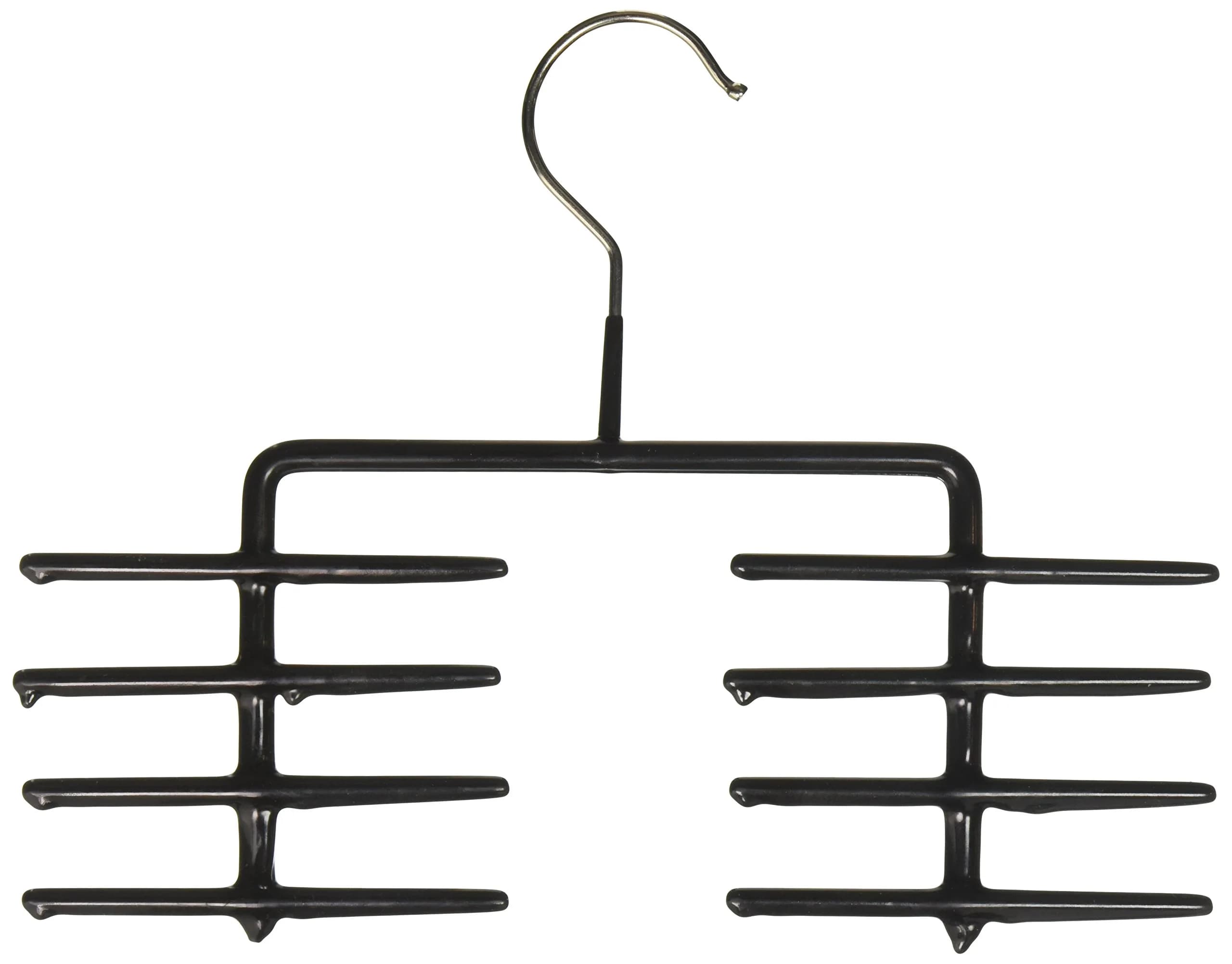 MAWA Clothes Hanger Set of 2 | Space Saving Non-Slip Design, 16 Tie Capacity, Black — Black