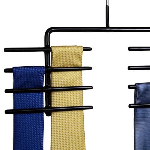 MAWA Clothes Hanger Set of 2 | Space Saving Non-Slip Design, 16 Tie Capacity, Black thumbnail 2