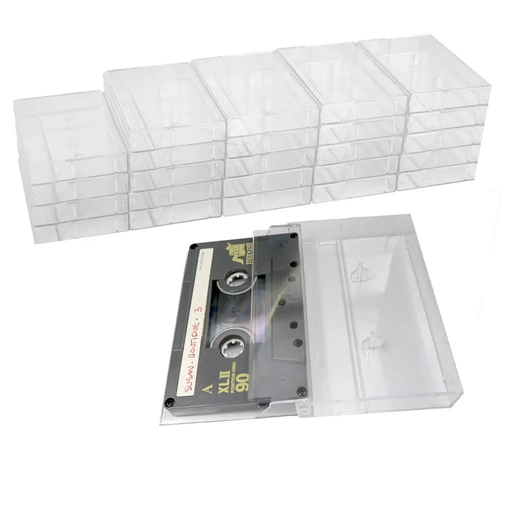 Evelots Cassette Tape Storage Case, Holds 25 Tapes, Clear Plastic | Protects Music Collection from Dust & Scratches — (Holds 25)