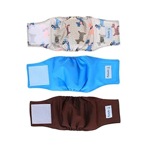 Teamoy Reusable Dog Diapers, Male Belly Band, Pack of 3, X-Small | Leak-Proof & Washable for Small Dogs thumbnail 1