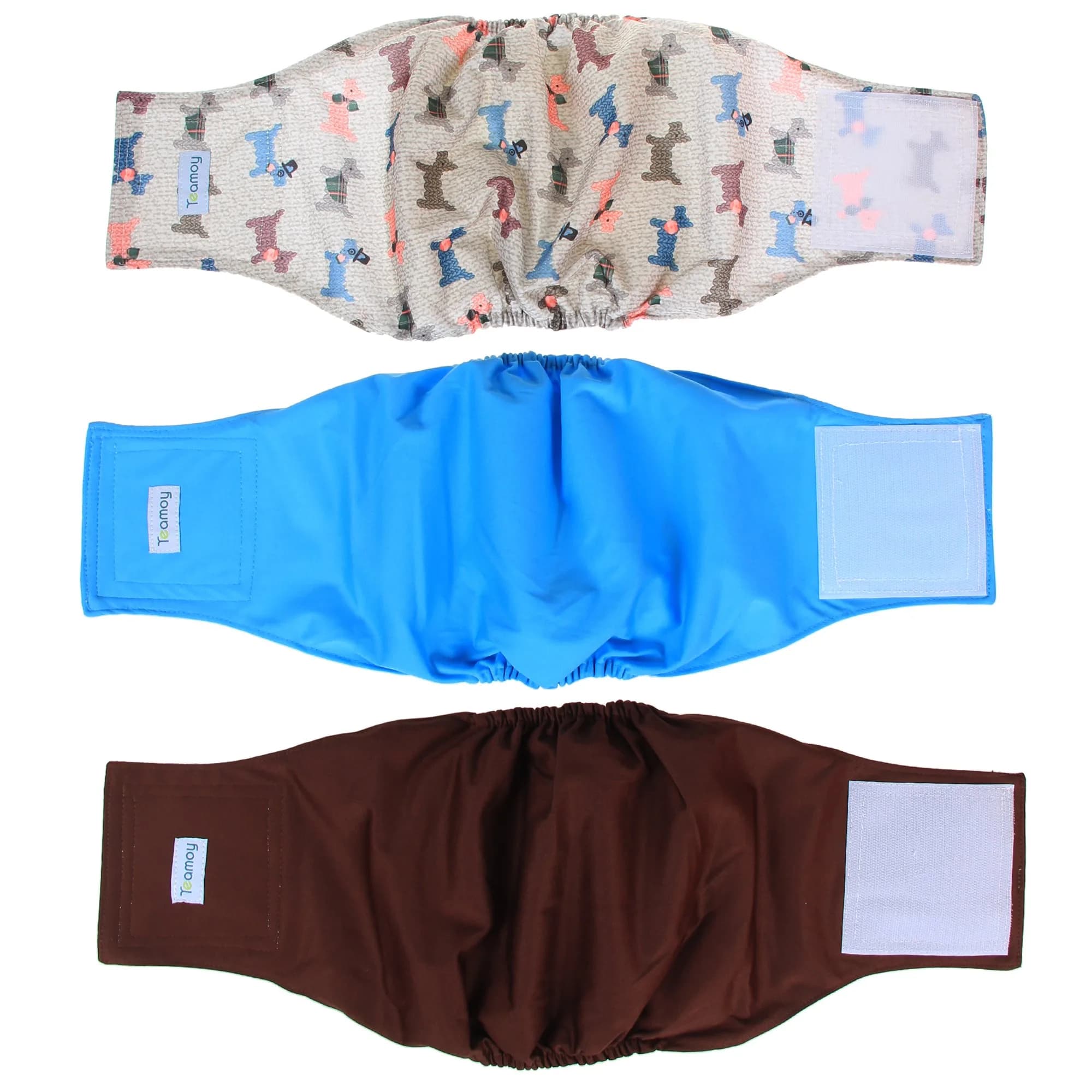 Teamoy Reusable Wrap Dog Diapers for Male Dogs, Pack of 3, L1 Waist 16"-20" | Washable, Leak-Proof Belly Bands for Incontinence