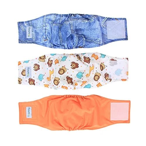 Teamoy Reusable Male Dog Belly Band, Pack of 3 Small | Washable Dog Diapers for Male Dogs, 10"-13" Waist thumbnail 1