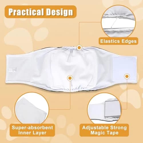 Teamoy Reusable Male Dog Belly Band, Pack of 3 Small | Washable Dog Diapers for Male Dogs, 10"-13" Waist thumbnail 2