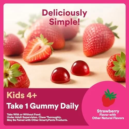 SmartyPants Kids Probiotic & Prebiotic Gummies Strawberry 60 Count (30 Day Supply) | Clinically Studied for Digestive Health & Immune Support thumbnail 6