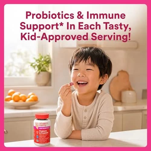 SmartyPants Kids Probiotic & Prebiotic Gummies Strawberry 60 Count (30 Day Supply) | Clinically Studied for Digestive Health & Immune Support thumbnail 8