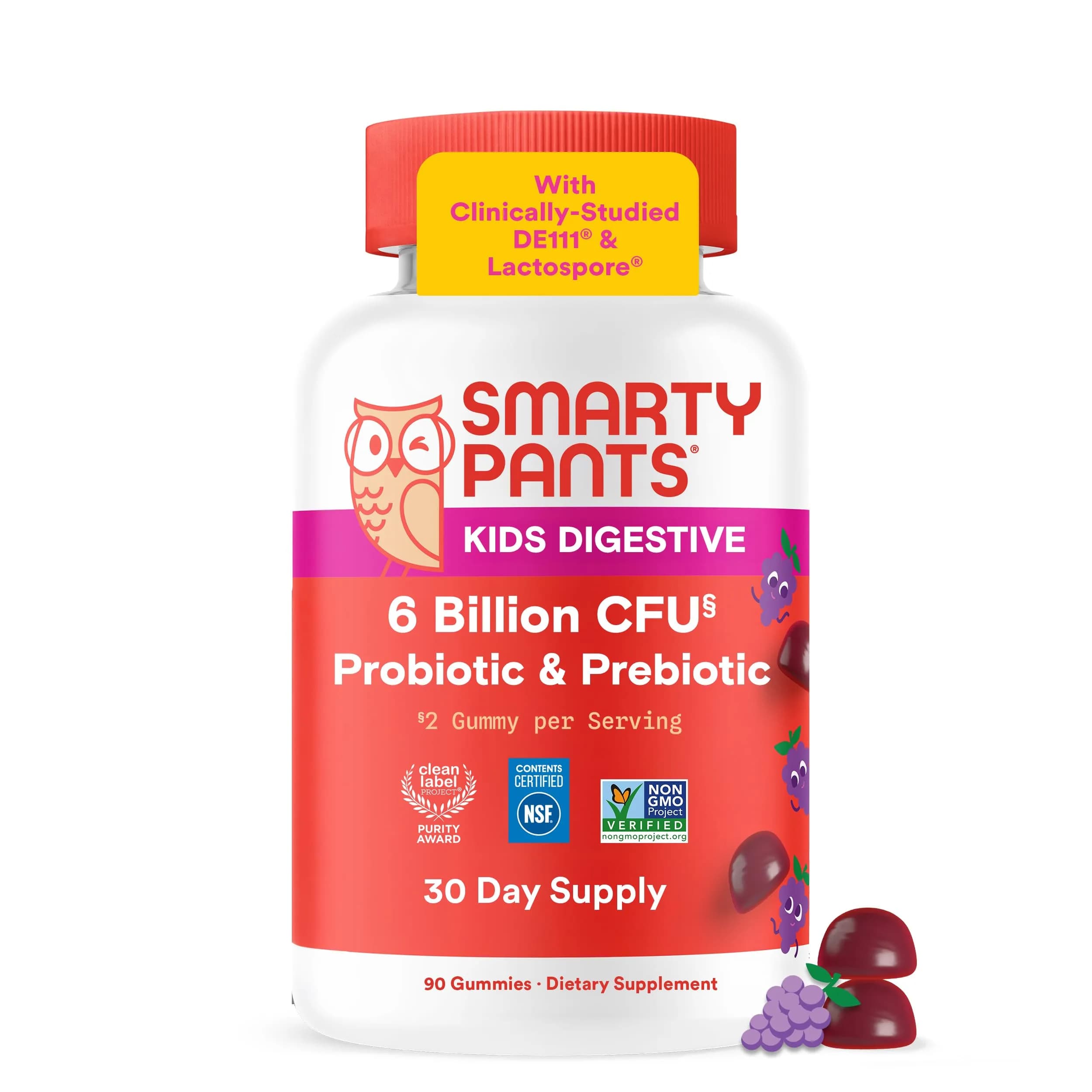 SmartyPants Kids Probiotic & Prebiotic Gummies Grape 60 Count (30 Day Supply) | Clinically Studied for Digestive & Immune Support - main product image