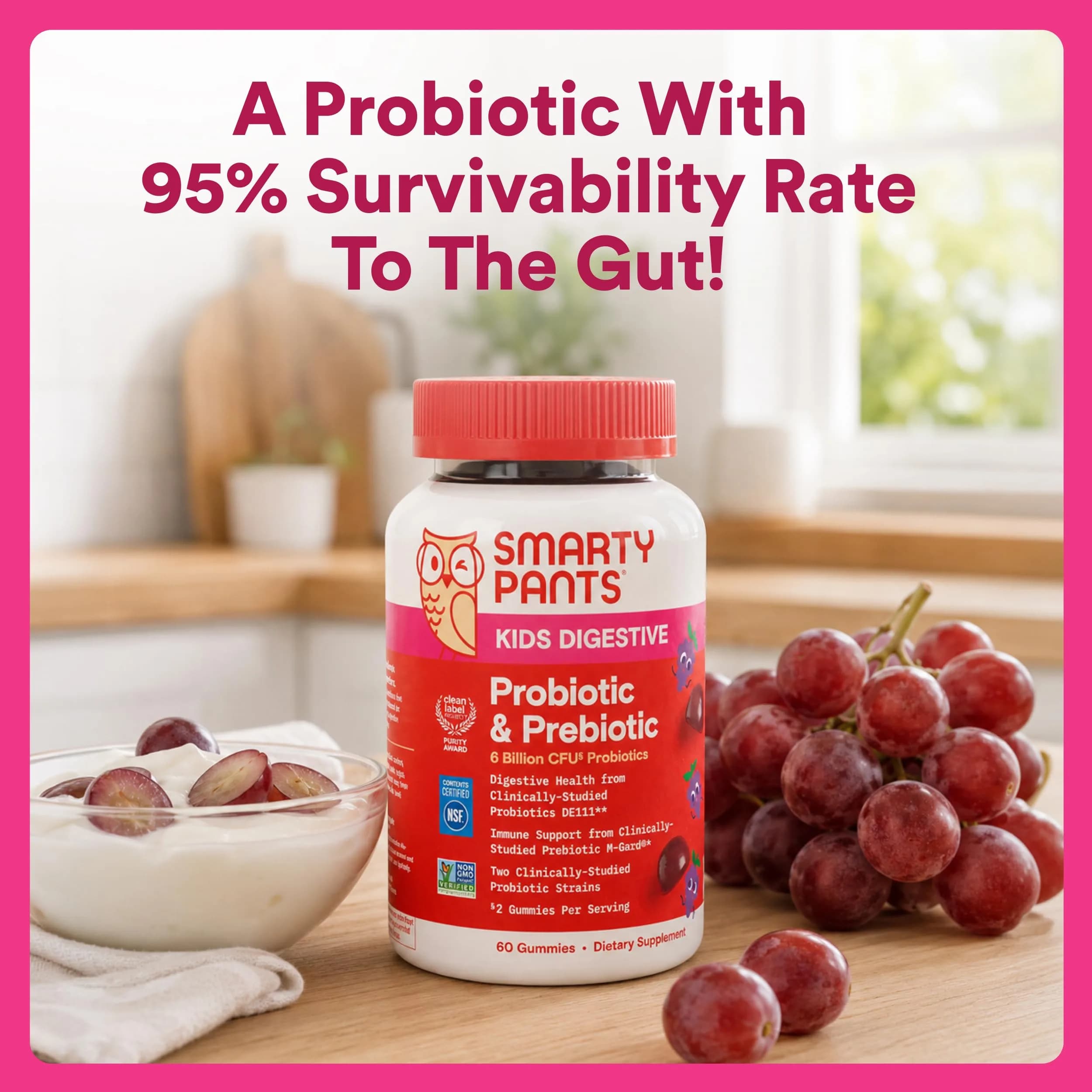SmartyPants Kids Probiotic & Prebiotic Gummies Grape 60 Count (30 Day Supply) | Clinically Studied for Digestive & Immune Support - view 7