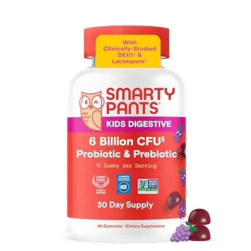 SmartyPants Kids Probiotic & Prebiotic Gummies Grape 60 Count (30 Day Supply) | Clinically Studied for Digestive & Immune Support thumbnail 1