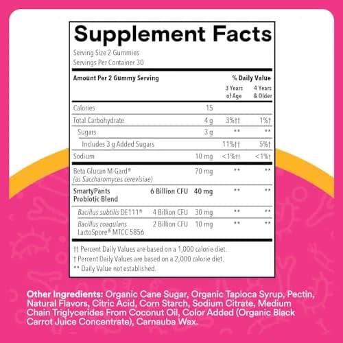 SmartyPants Kids Probiotic & Prebiotic Gummies Grape 60 Count (30 Day Supply) | Clinically Studied for Digestive & Immune Support thumbnail 3