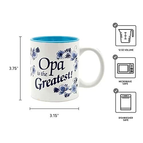 Essence of Europe Gifts Blue Ceramic Coffee Mug 355ml (12 oz) | Opa is the Greatest thumbnail 3
