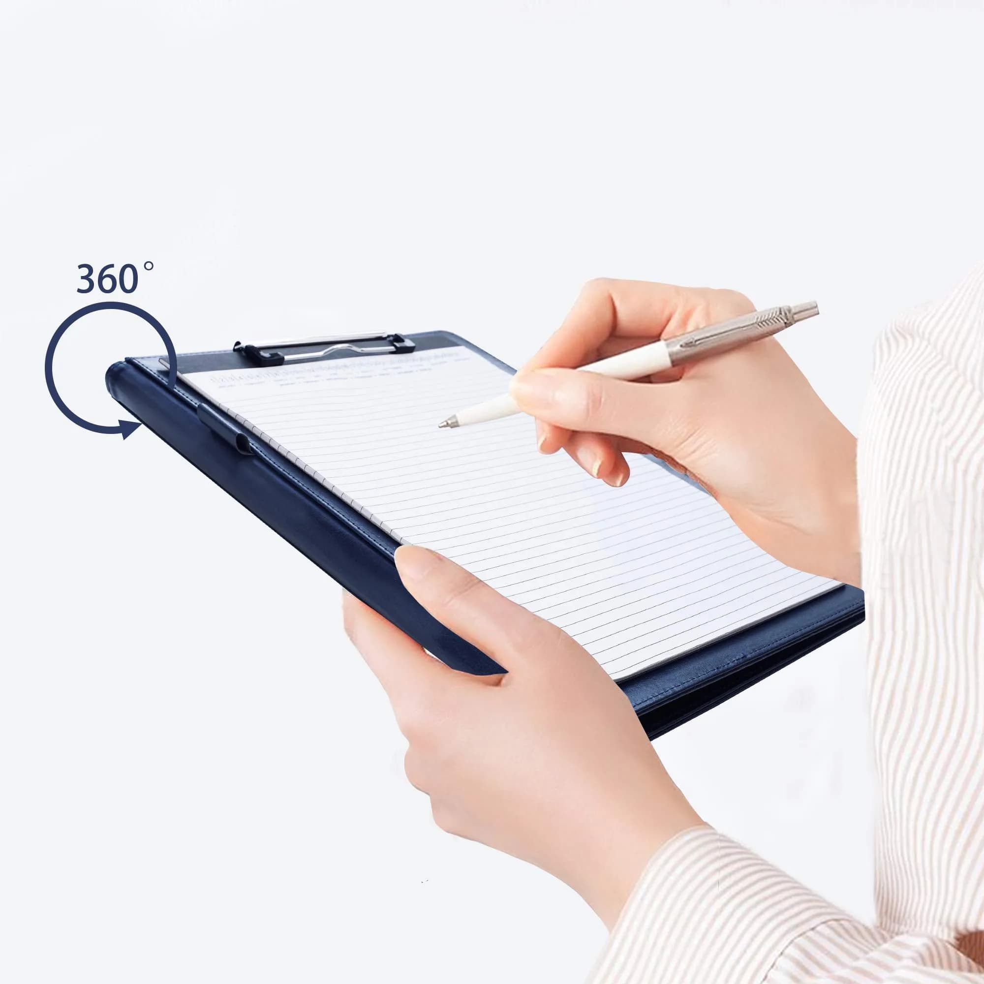 Mymazn Blue Faux Leather Padfolio Clipboard Folder Portfolio with Cover for A4 & Letter Size Refillable Writing Notepad | Holds 50 Sheets - view 6
