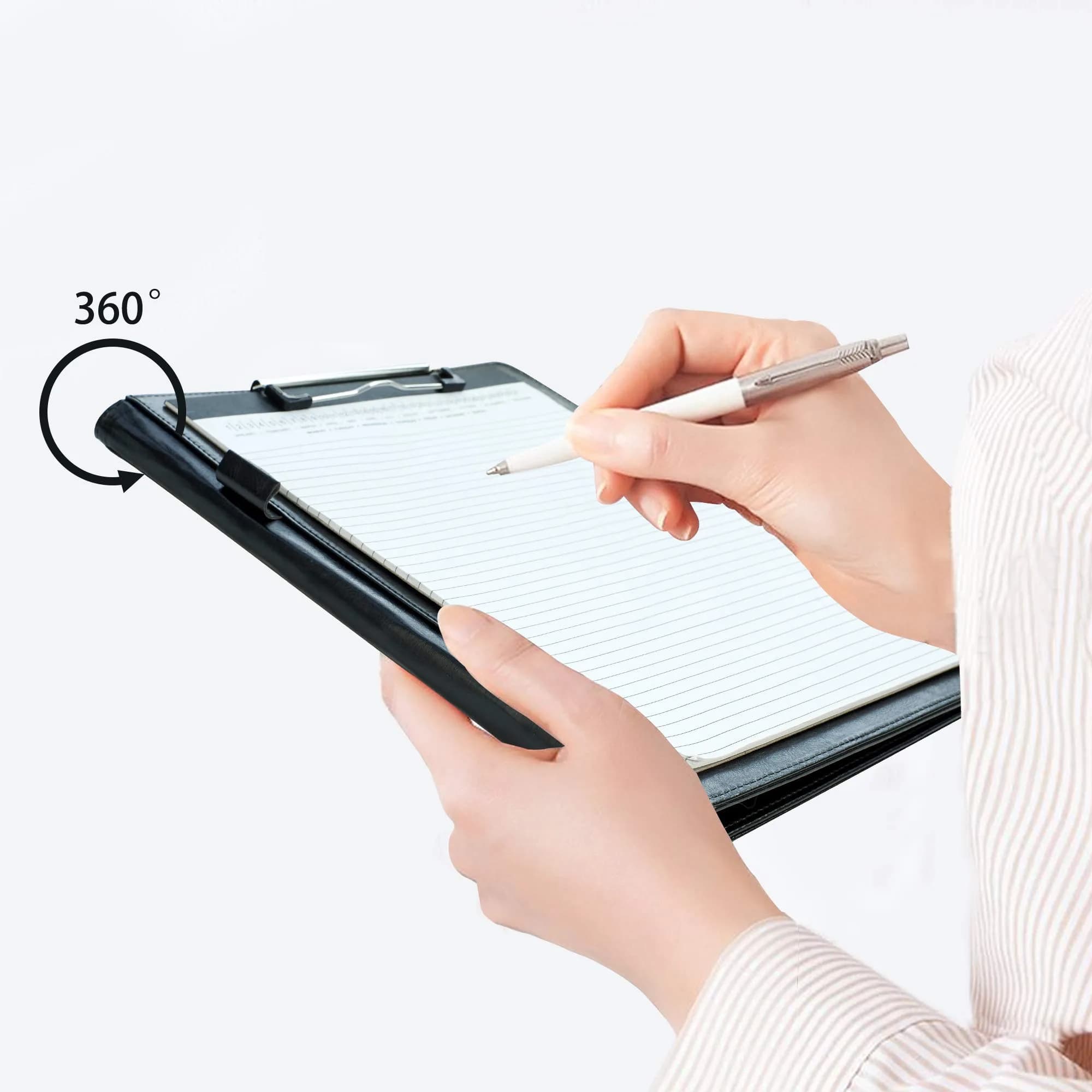 Mymazn Black Faux Leather Padfolio Clipboard Folder Portfolio with Pen Holder for Letter Size A4 Writing Pad | Professional Business & Office Organizer - view 6