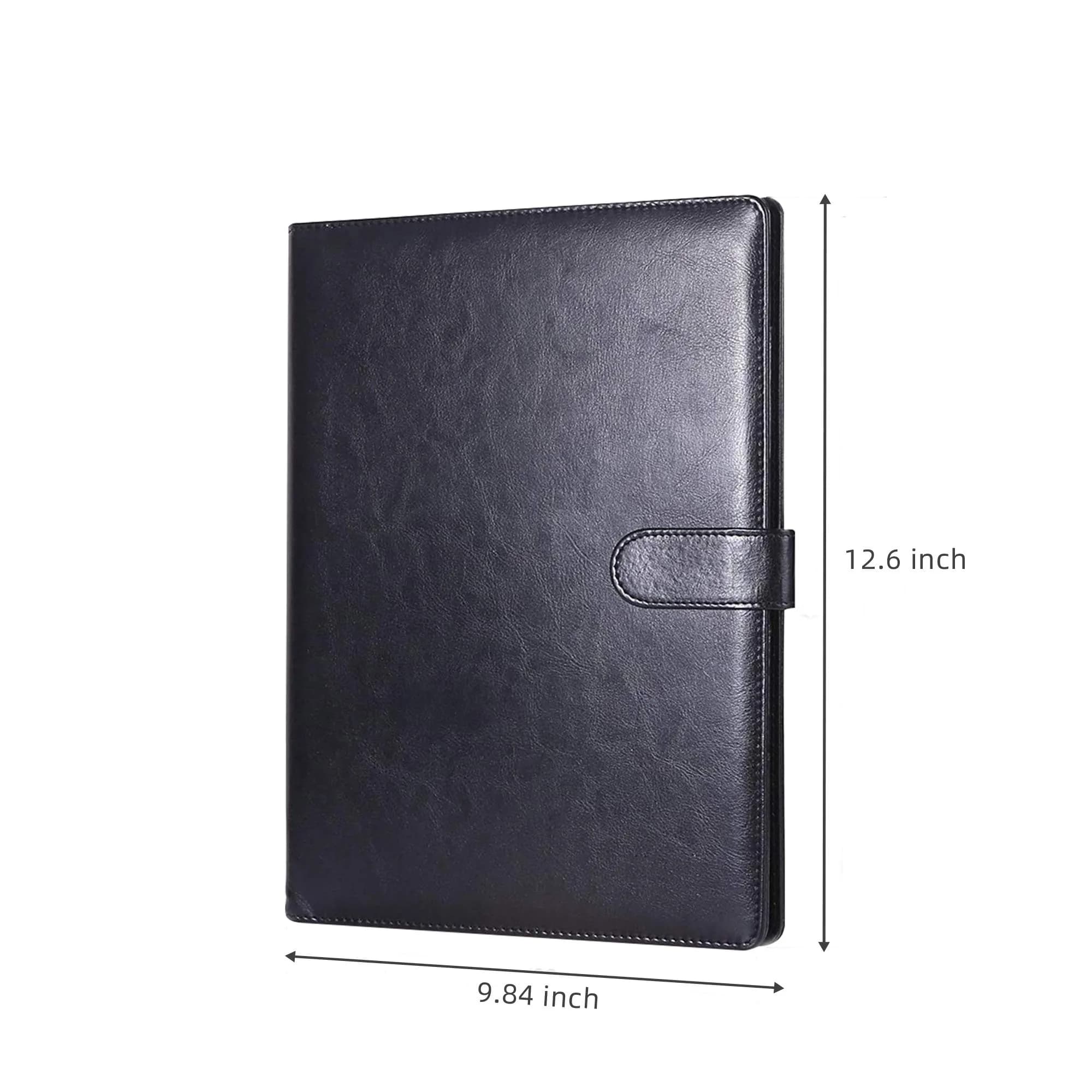 Mymazn Black Faux Leather Padfolio Clipboard Folder Portfolio with Pen Holder for Letter Size A4 Writing Pad | Professional Business & Office Organizer - view 2