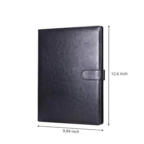 Mymazn Black Faux Leather Padfolio Clipboard Folder Portfolio with Pen Holder for Letter Size A4 Writing Pad | Professional Business & Office Organizer thumbnail 2