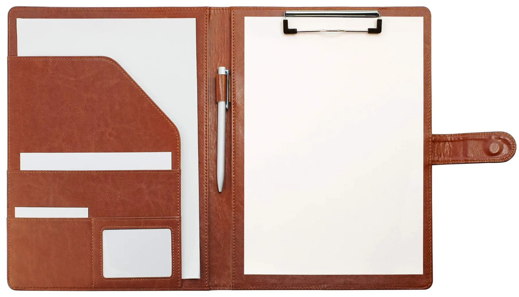 Mymazn Faux Leather Padfolio with Clip for Letter & A4 Size, Brown | Professional Business Organizer - main product image