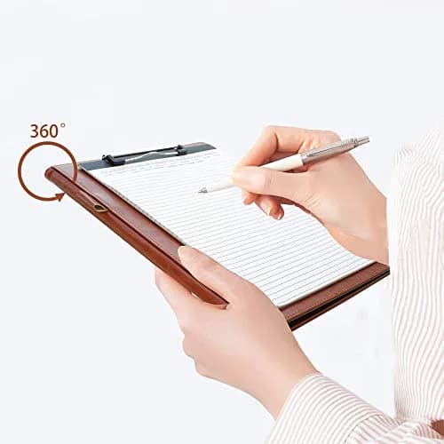 Mymazn Faux Leather Padfolio with Clip for Letter & A4 Size, Brown | Professional Business Organizer thumbnail 6
