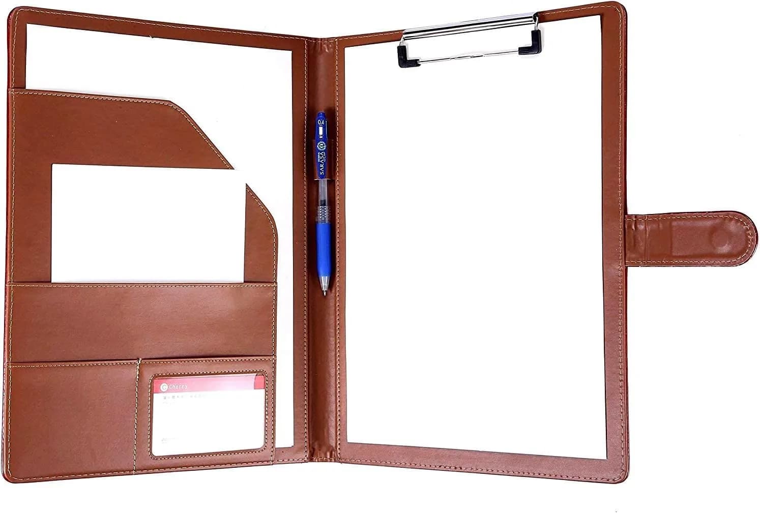 Mymazn Faux Leather Padfolio with Clip for Letter & A4 Size, Brown | Professional Business Organizer - view 9