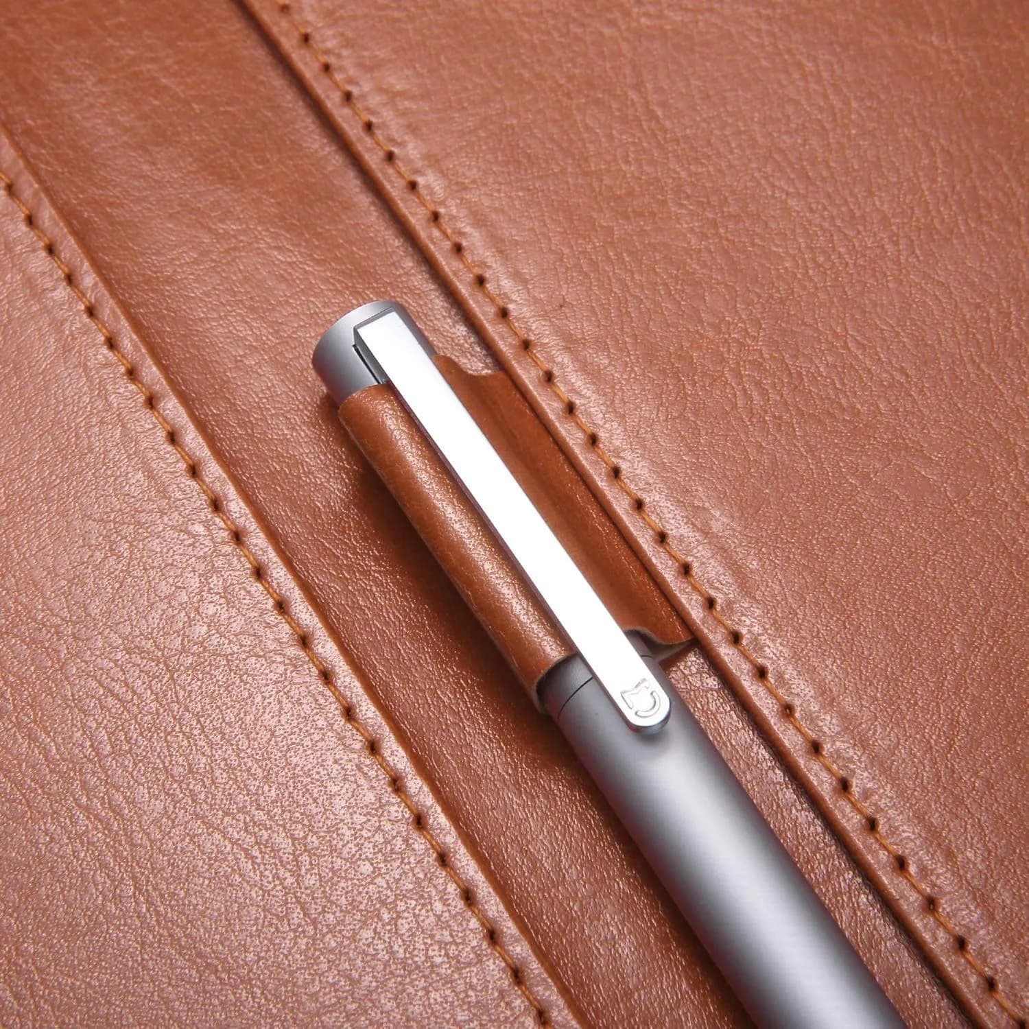 Mymazn Faux Leather Padfolio with Clip for Letter & A4 Size, Brown | Professional Business Organizer - view 3