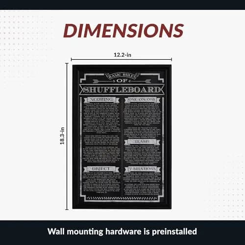 Hathaway Shuffleboard Rules Wall Art, Black | Stylish Game Room Decor with Official Rules (70-120 chars) thumbnail 2