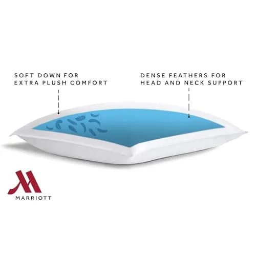 Marriott Luxury Hotel Pillows (2-Pack) | Hypoallergenic Feather & Down for Side & Back Sleepers | 50.8cm x 66cm (20" x 26") thumbnail 5