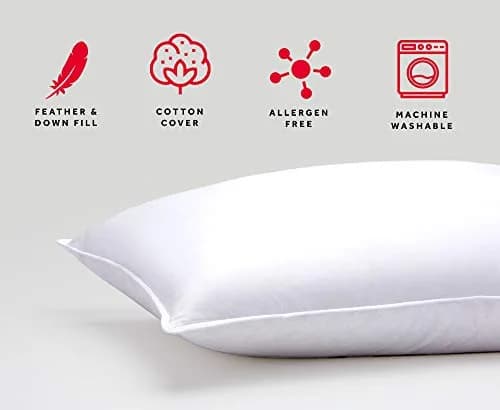 Marriott Luxury Hotel Pillows (2-Pack) | Hypoallergenic Feather & Down for Side & Back Sleepers | 50.8cm x 66cm (20" x 26") thumbnail 3