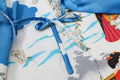 DandyChic Women's Kimono Robe Pagoda Print Imitation Silk Small Blue | Elegant Floral Lounge Wear thumbnail 5