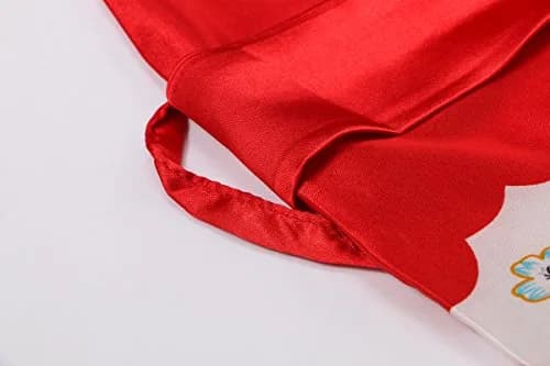DandyChic Women's Kimono Robe Pagoda Print Imitation Silk Medium Red | Elegant Floral Long Style thumbnail 3