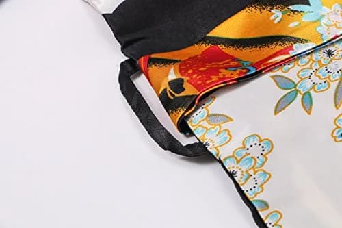 DandyChic Women's Kimono Robe Pagoda Print Imitation Silk Small Black | Elegant Floral Lounge thumbnail 3
