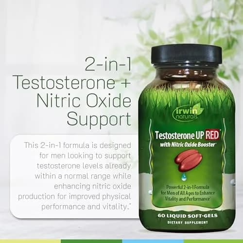 Irwin Naturals Testosterone UP RED with Nitric Oxide Booster | 60 Count (Pack of 1) Softgels thumbnail 5