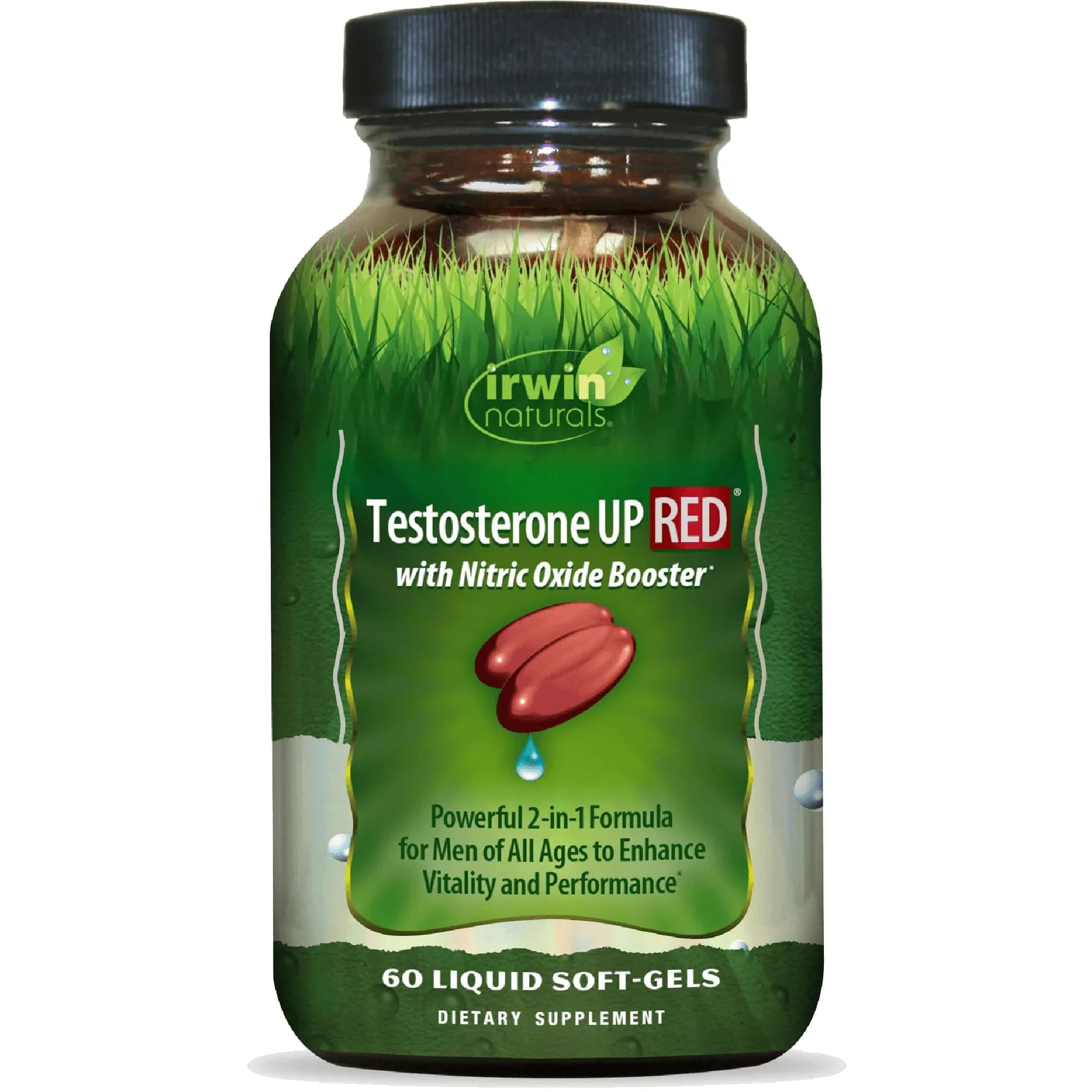 Irwin Naturals Testosterone UP RED with Nitric Oxide Booster | 60 Count (Pack of 1) Softgels — No Color