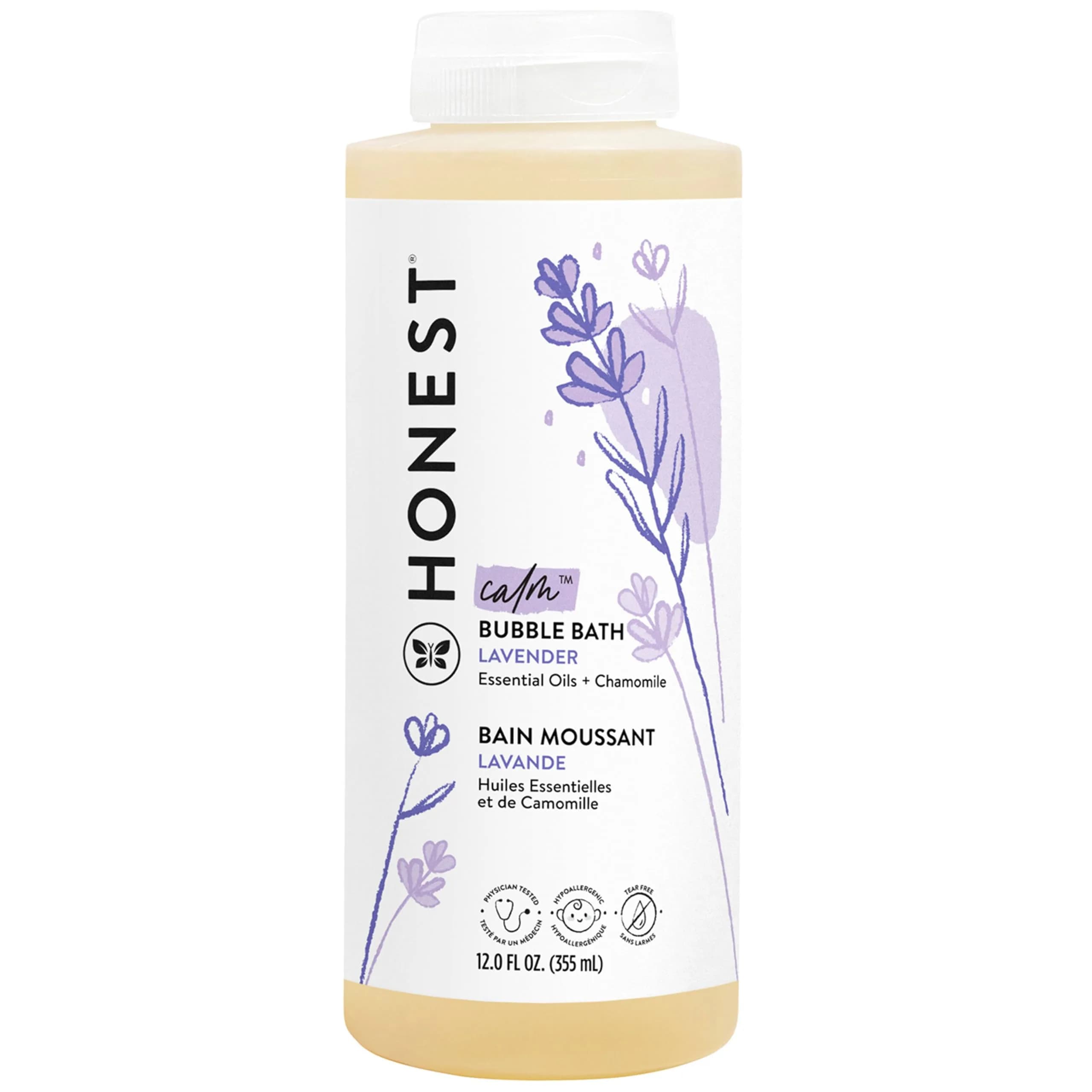 The Honest Company Bubble Bath, Hypoallergenic, Lavender Calm, 12 fl oz | Tear-Free, Gentle for Sensitive Skin — 12 Fl Oz