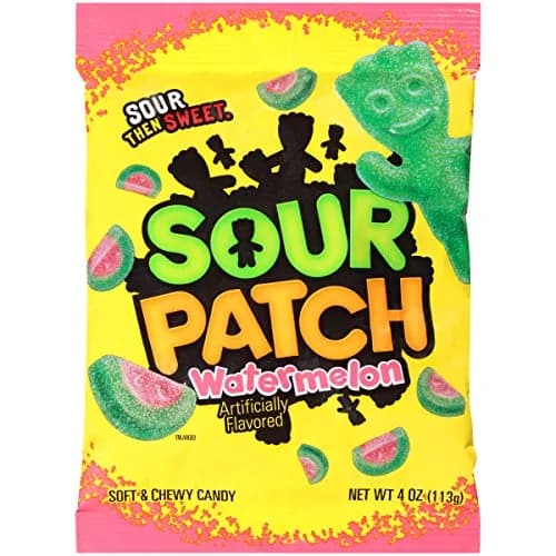 Sour Patch Kids Watermelon Peg Bag Candy 4 Ounce | Chewy Watermelon & Sour Flavors thumbnail 1
