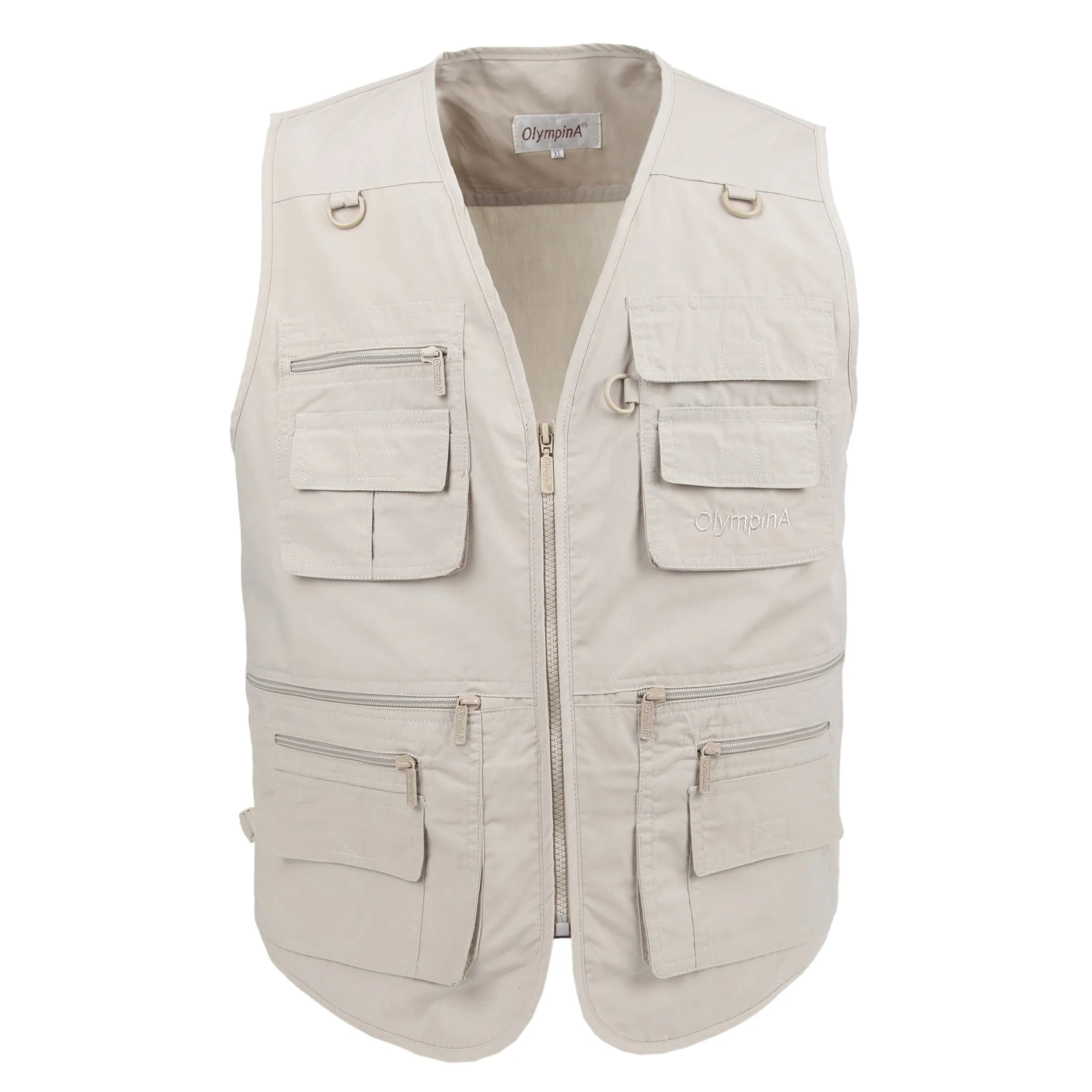 LUSI MADAM Men's Poplin Outdoors Travel Sports Multi-Pockets Work Fishing Vest 3X-Large Coffee | Utility & Comfort — Off-white / Small