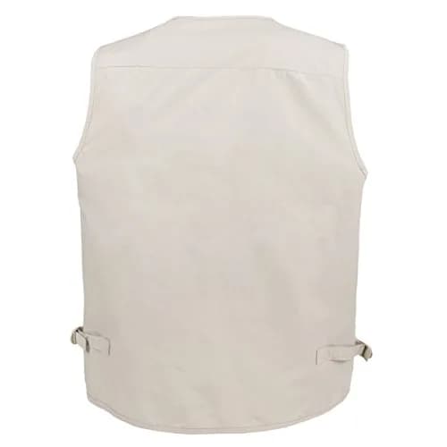 LUSI MADAM Men's Poplin Outdoors Travel Sports Multi-Pockets Work Fishing Vest Small Off-White | Utility & Comfort thumbnail 5