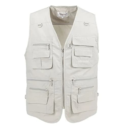 LUSI MADAM Men's Poplin Outdoors Travel Sports Multi-Pockets Work Fishing Vest XX-Large Pale Cyan | Utility & Comfort thumbnail 1