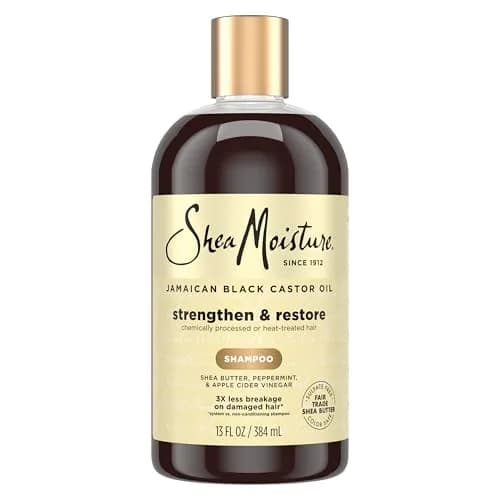 Shea Moisture Strengthen and Restore Shampoo Pure Jamaican Black Castor Oil 384ml (13 fl oz) | Cleanses and Nourishes Damaged Hair — 13 Fl Oz