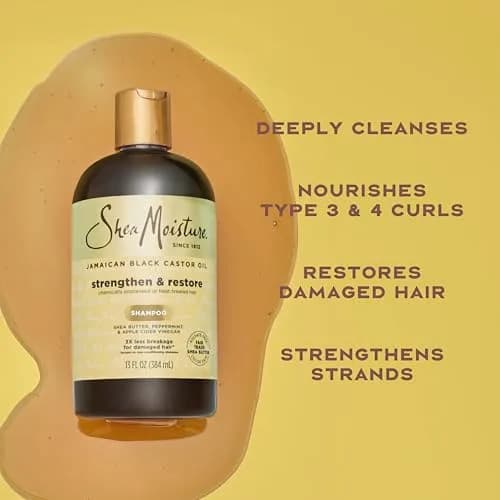 Shea Moisture Strengthen and Restore Shampoo Pure Jamaican Black Castor Oil 384ml (13 fl oz) | Cleanses and Nourishes Damaged Hair thumbnail 4
