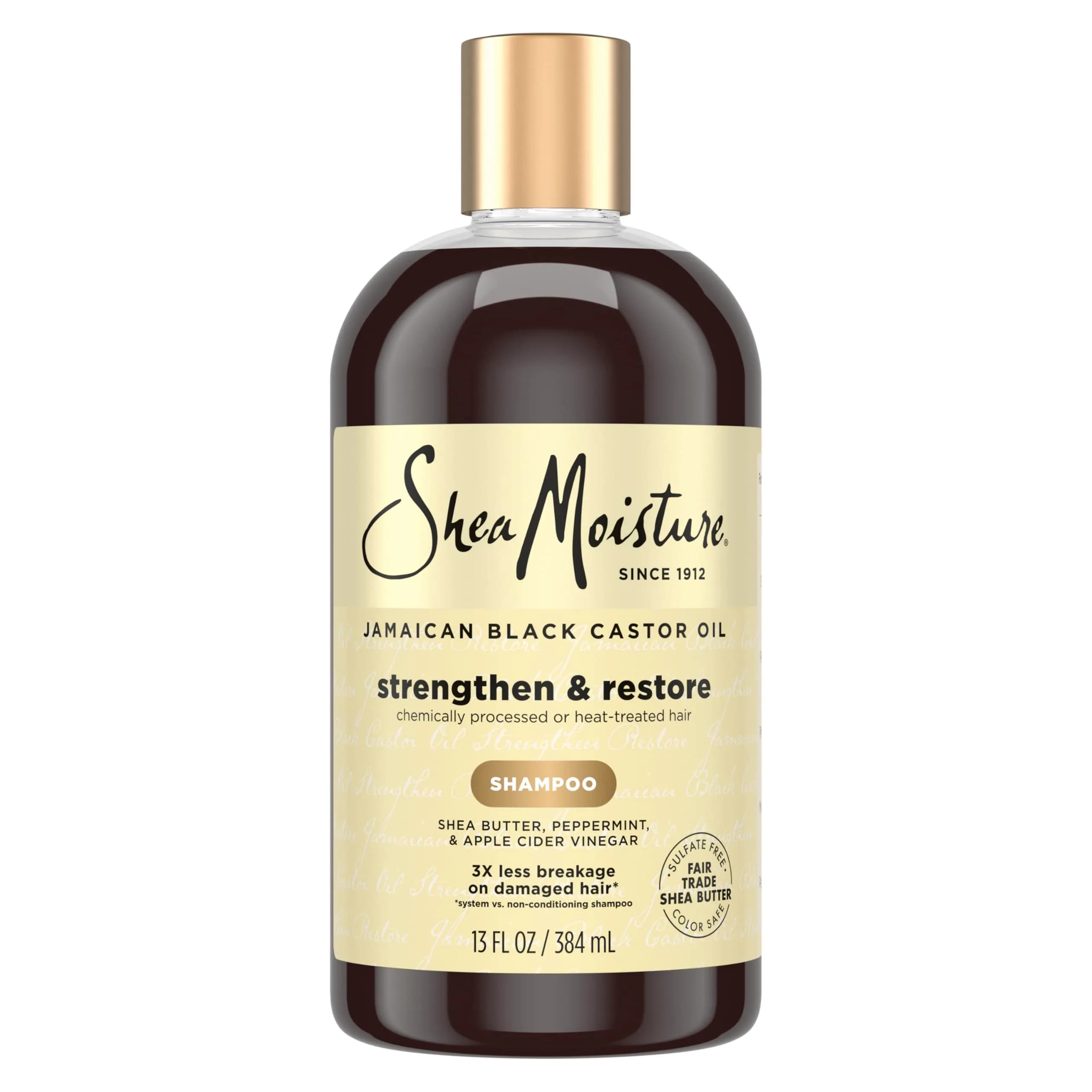 Shea Moisture Strengthen and Restore Shampoo Pure Jamaican Black Castor Oil 384ml (13 fl oz) | Cleanses and Nourishes Damaged Hair - main product image