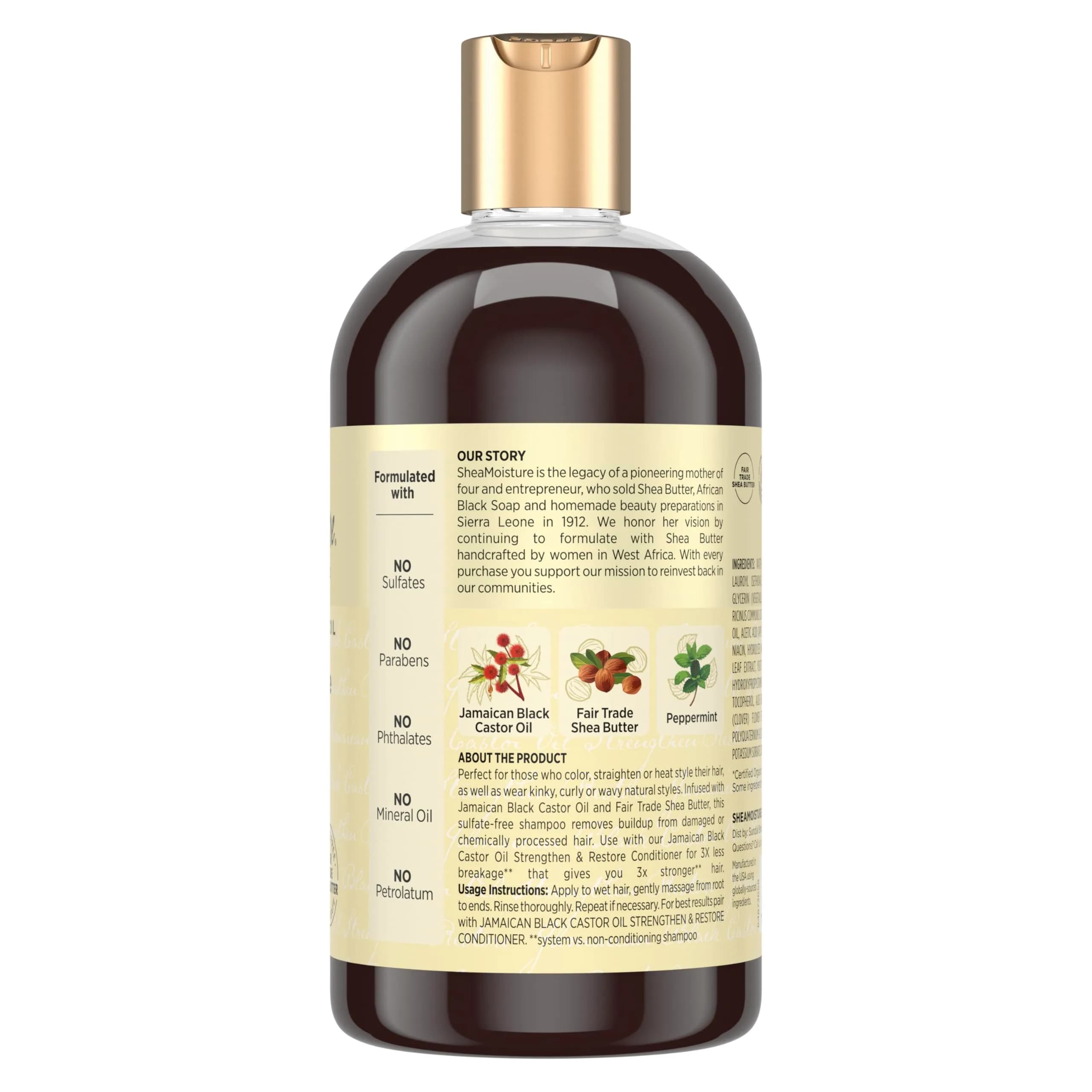 Shea Moisture Strengthen and Restore Shampoo Pure Jamaican Black Castor Oil 384ml (13 fl oz) | Cleanses and Nourishes Damaged Hair - view 2