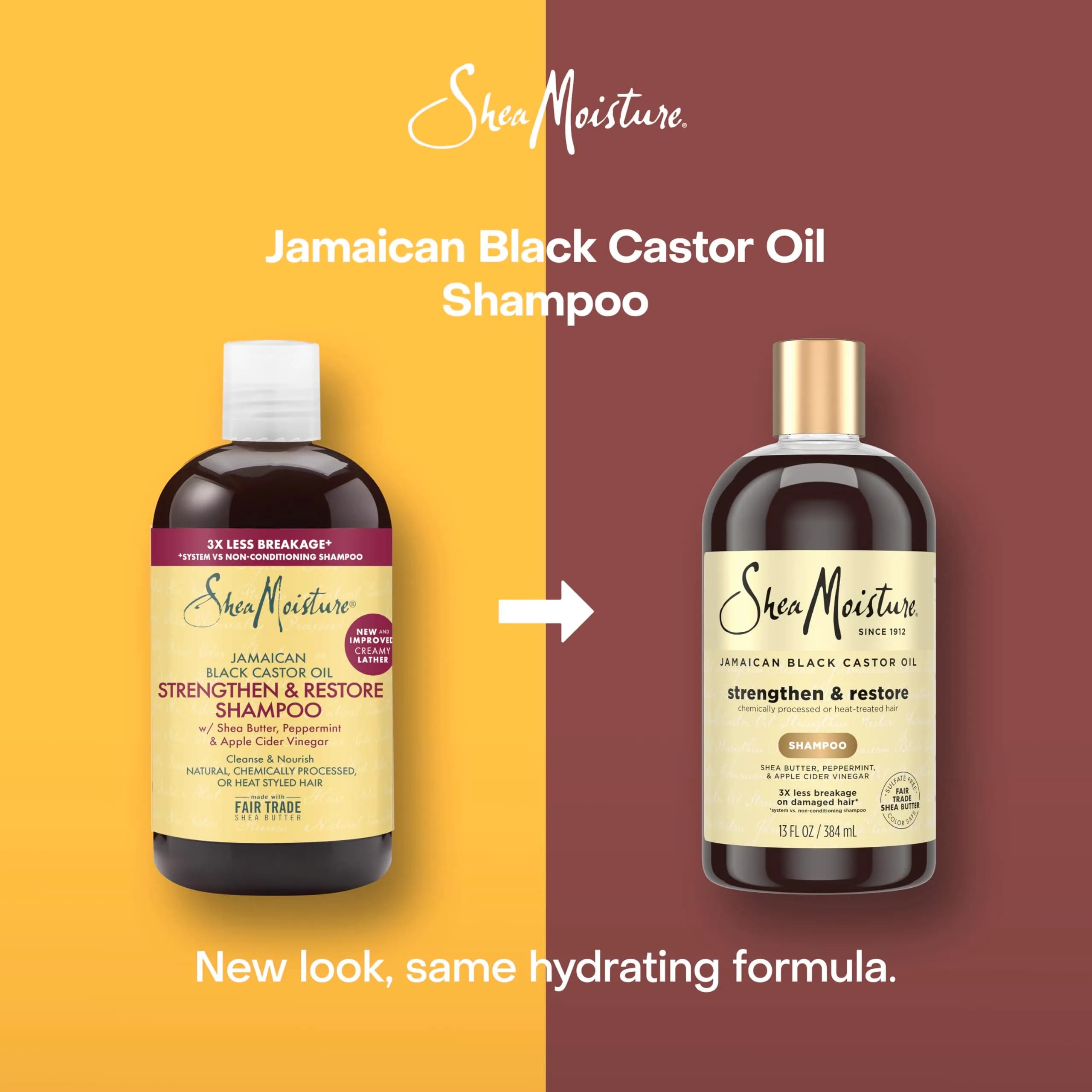 Shea Moisture Strengthen and Restore Shampoo Pure Jamaican Black Castor Oil 384ml (13 fl oz) | Cleanses and Nourishes Damaged Hair - view 3