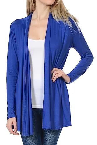 Pastel by Vivienne Women's Long Sleeve Jersey Cardigan Medium Royal Blue | Versatile, Lightweight & Stylish thumbnail 1