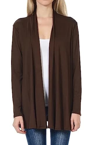 Pastel by Vivienne Women's Long Sleeve Jersey Cardigan Small Brown | Versatile, Lightweight & Comfortable thumbnail 1