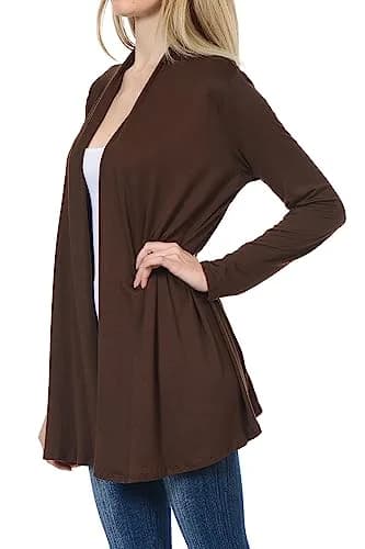 Pastel by Vivienne Women's Long Sleeve Jersey Cardigan Small Brown | Versatile, Lightweight & Comfortable thumbnail 2